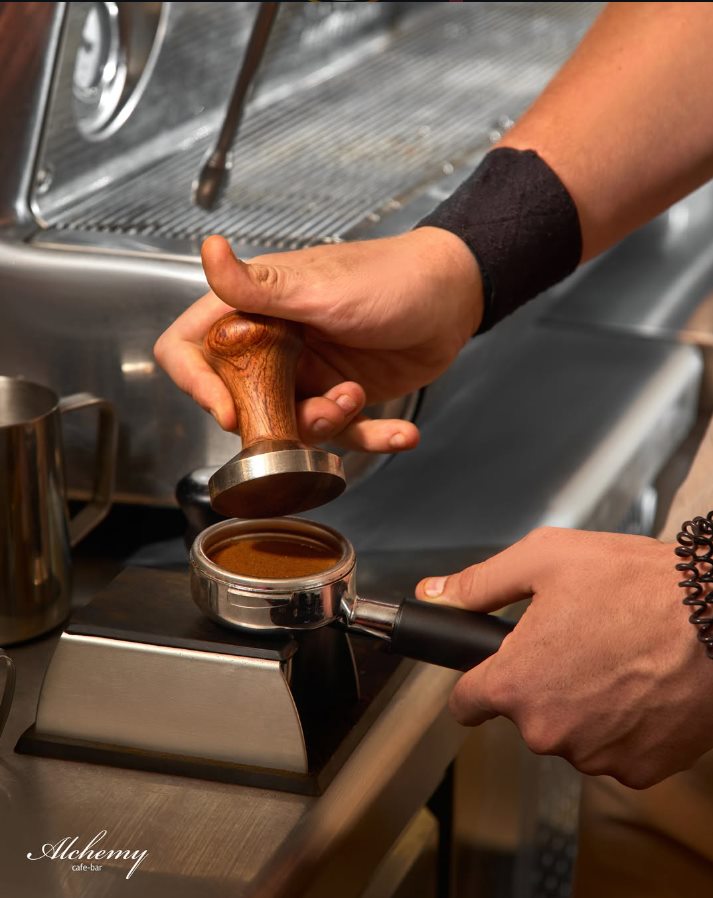 Barista preparing espresso